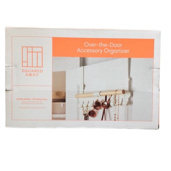 Squared Away Over-the-Door Accessory Organizer in Blond/Coconut Milk - Picture 2 of 9